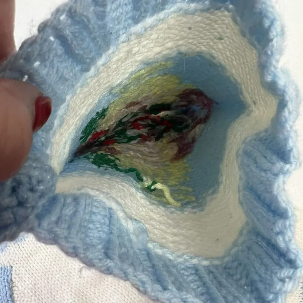 Knitted‎ Christmas Stocking Angel Bird Dove Blue Rustic Farmhouse Holiday Decor